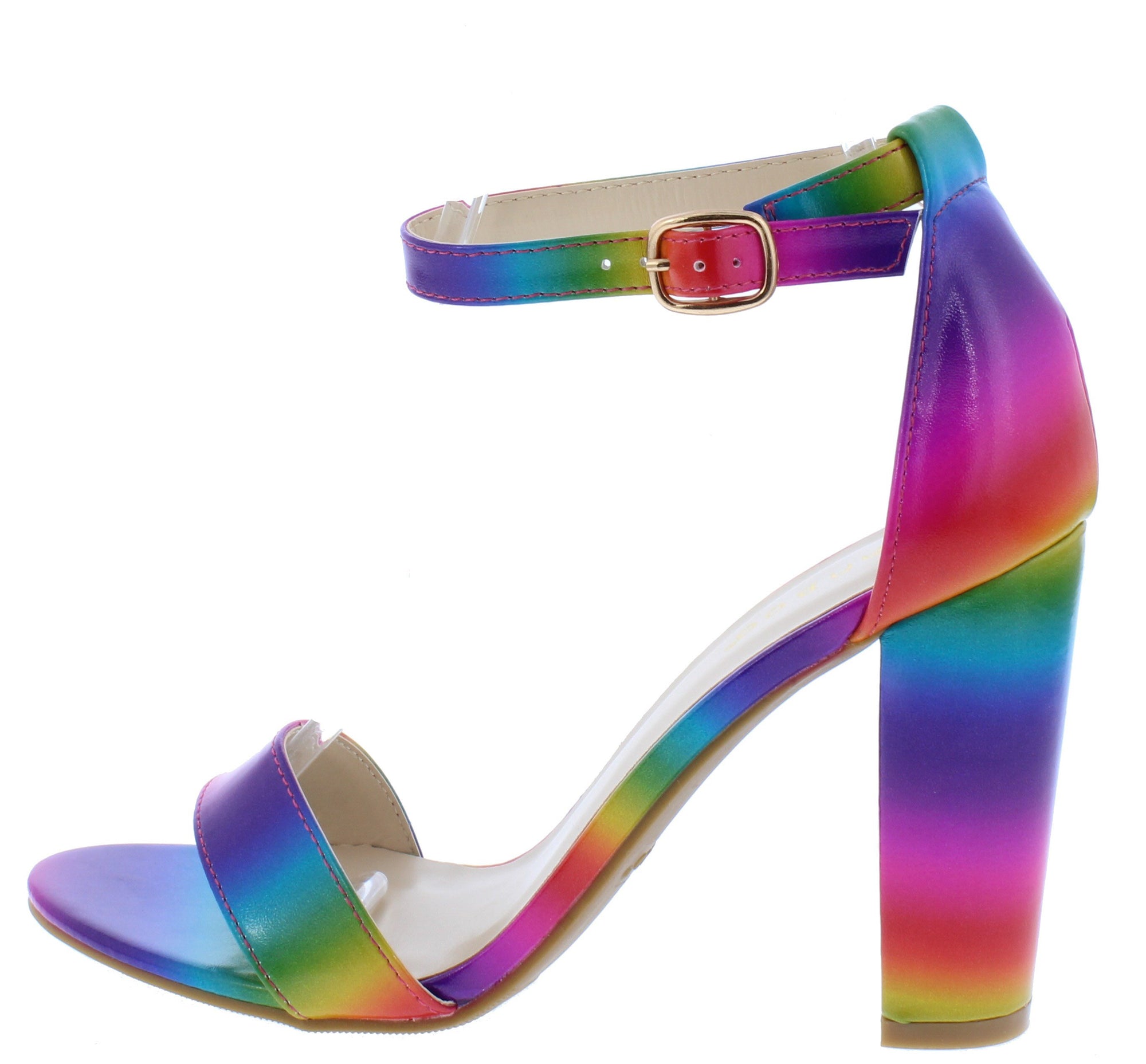 rainbow strap heels