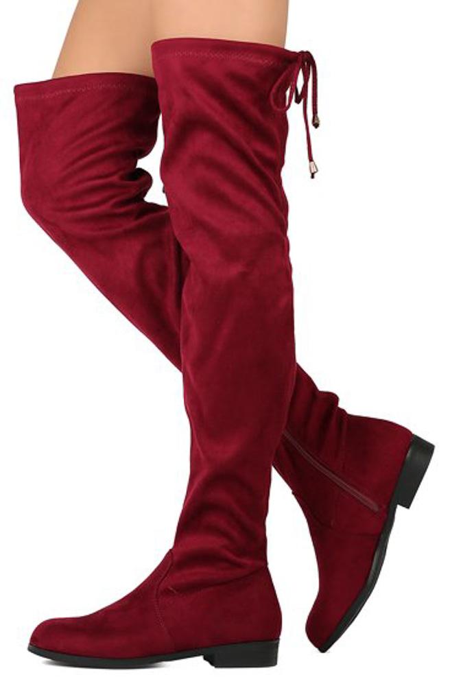 maroon knee boots