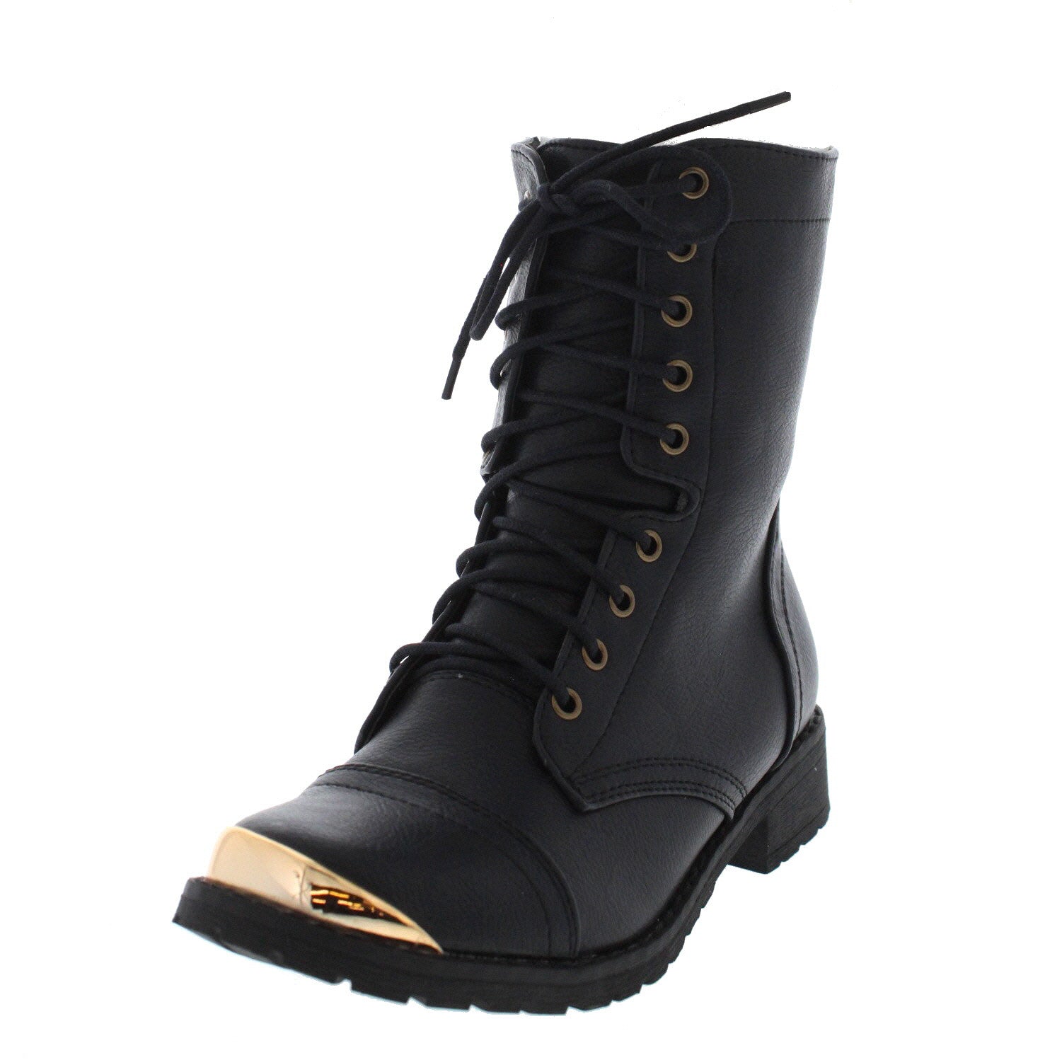 black and gold combat boots