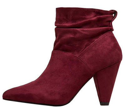 wine suede ankle boots