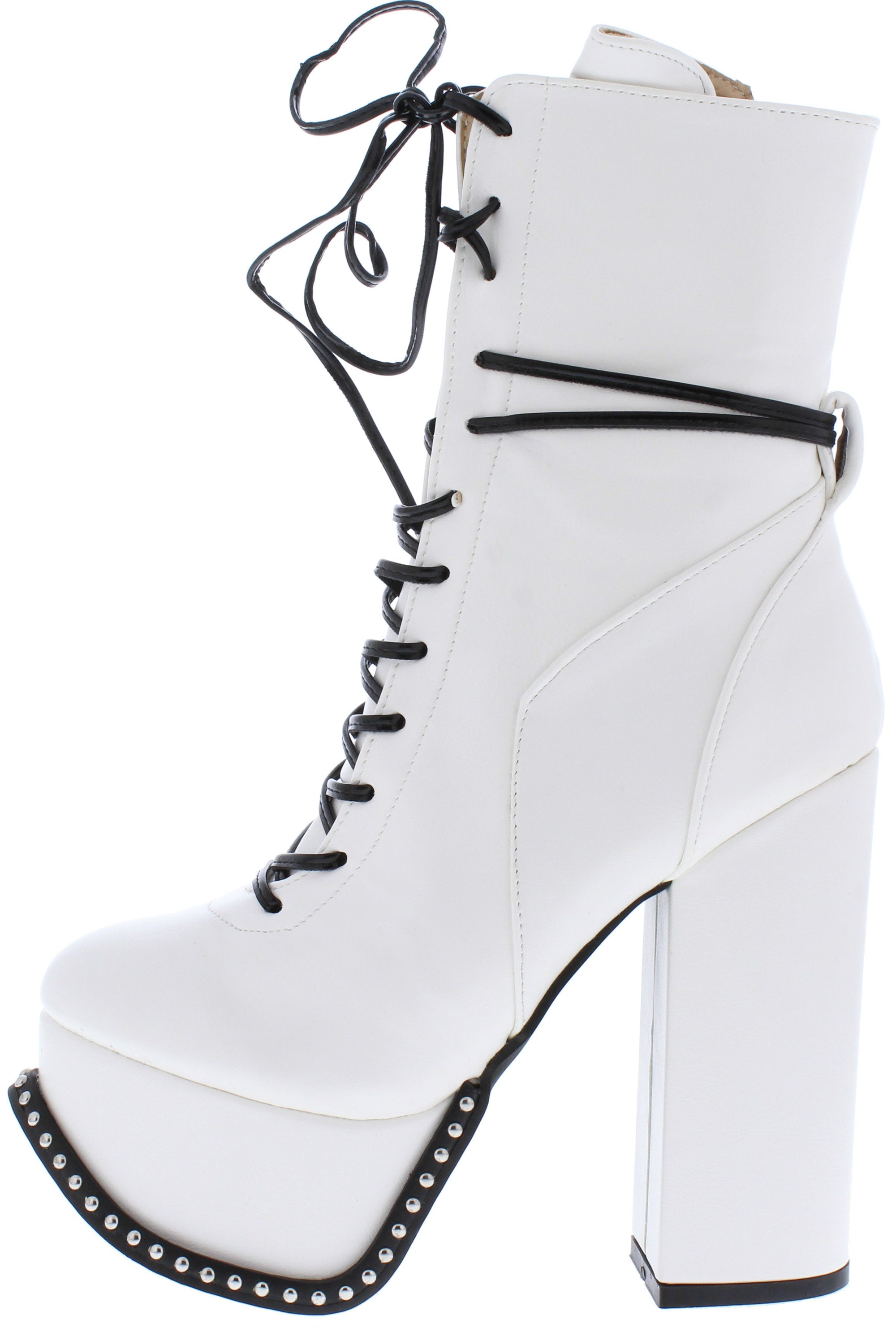 tall white lace up boots