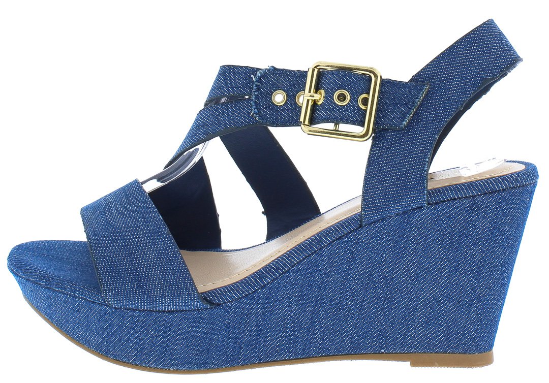 denim wedge heels