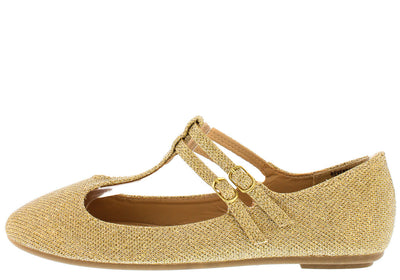 gold flat heels
