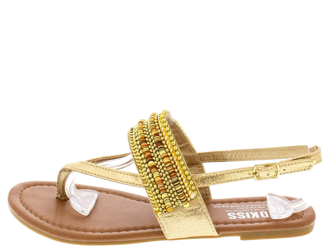 gold beaded sandals