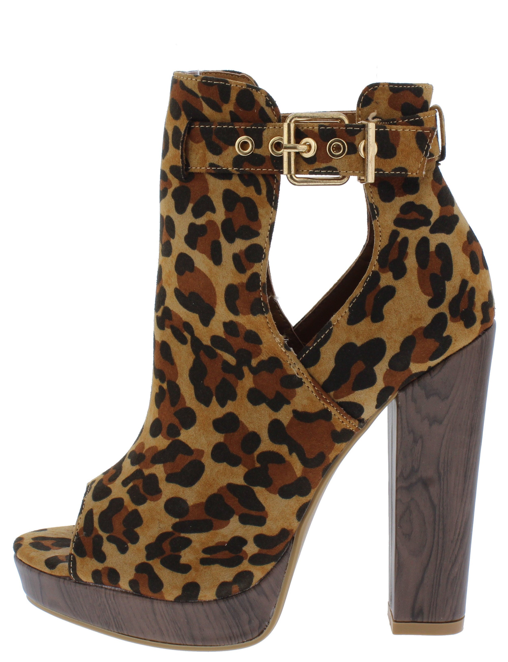 leopard peep toe booties