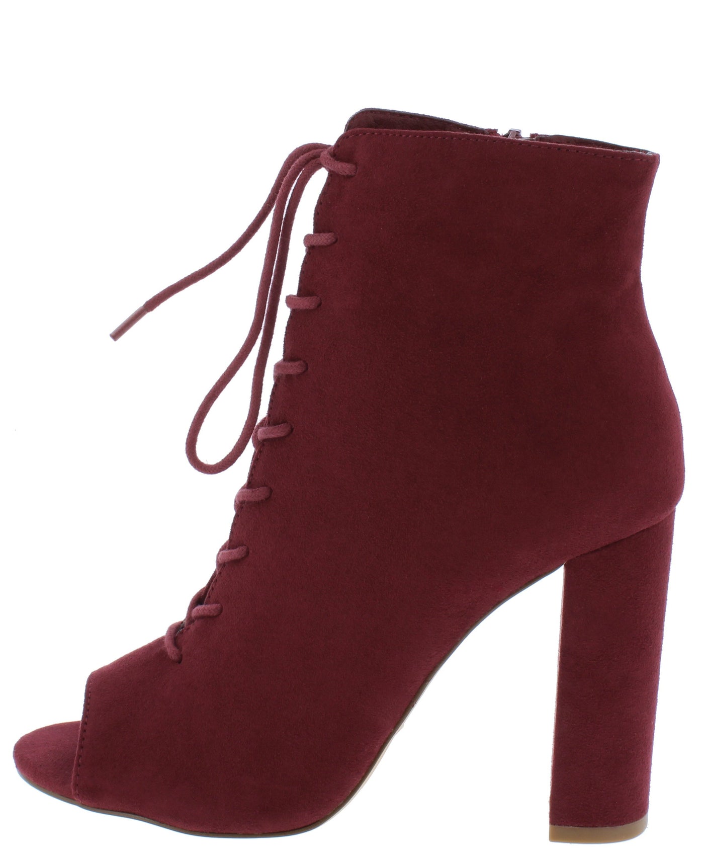 burgundy block heels closed toe