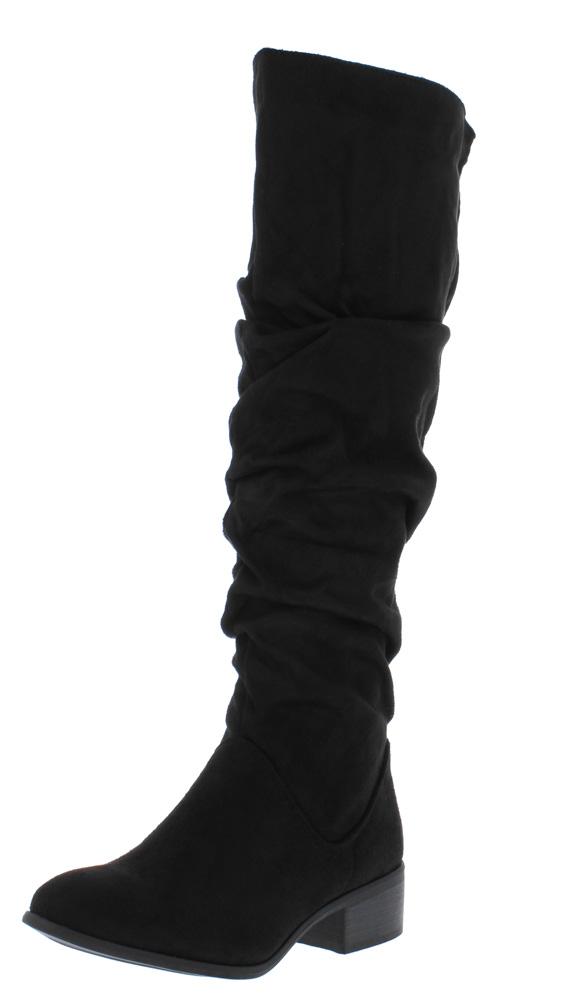 almond toe knee high boots