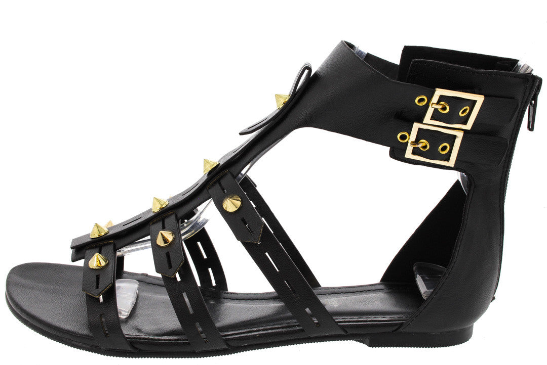 black studded gladiator sandals