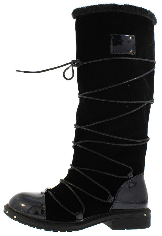 black lined boots