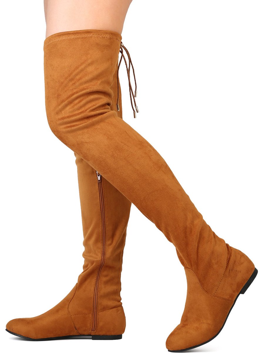 thigh high camel suede boots