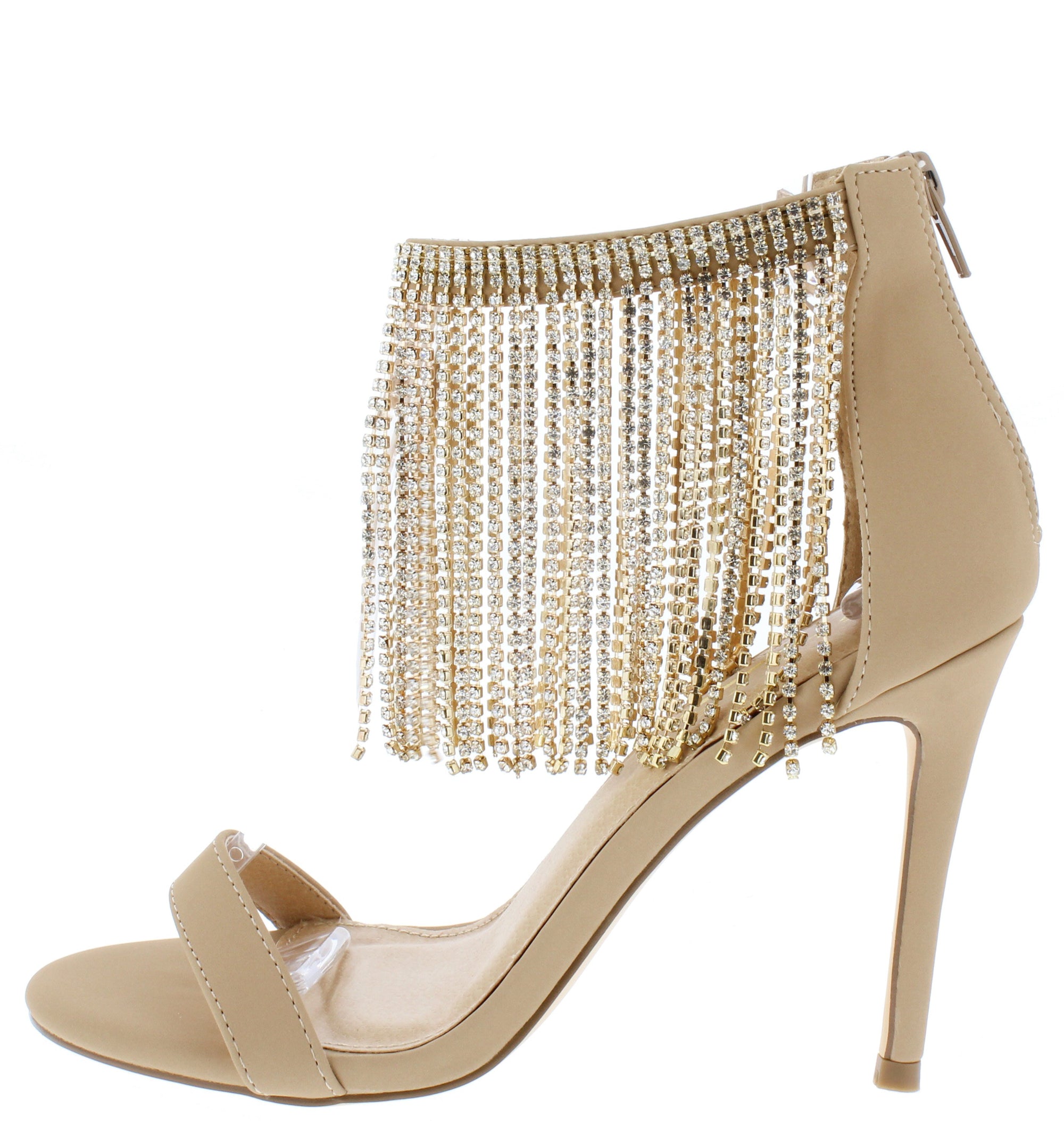 nude bling heels