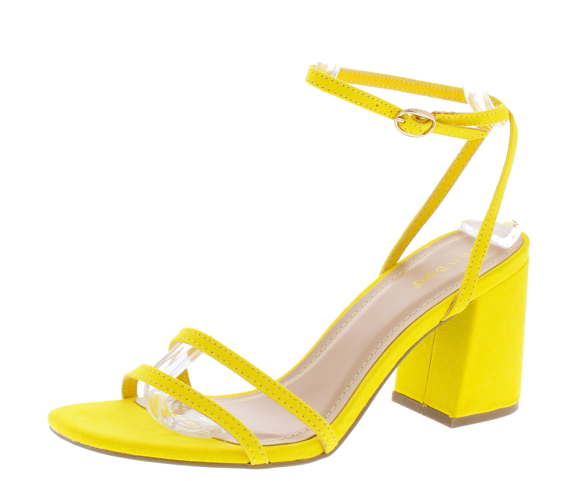 yellow block heel shoes