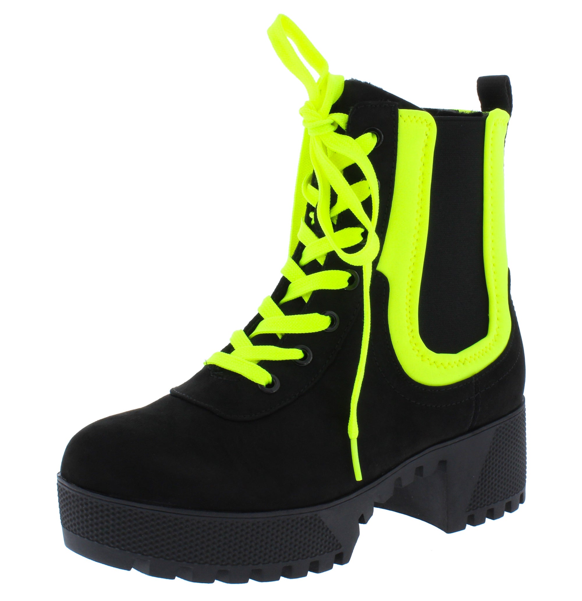 neon yellow combat boots