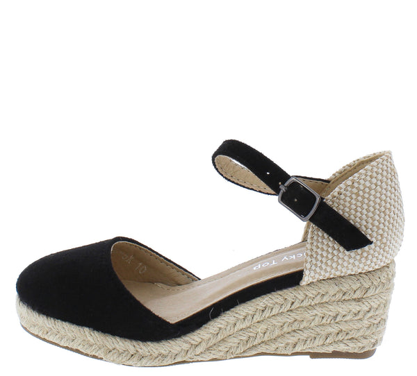 Wishing5k Black Kids Fashion Wedges 