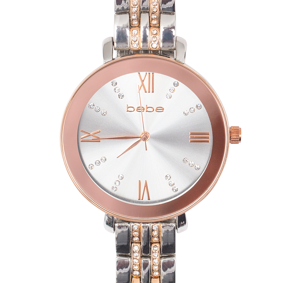 Women S Bebe Silver Rose Gold Watch Beb5572 Tic Toc Trends