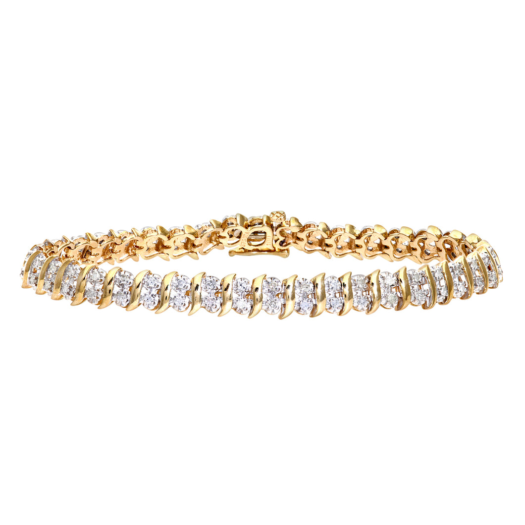 9ct Yellow Gold Ladies Diamond Bracelet