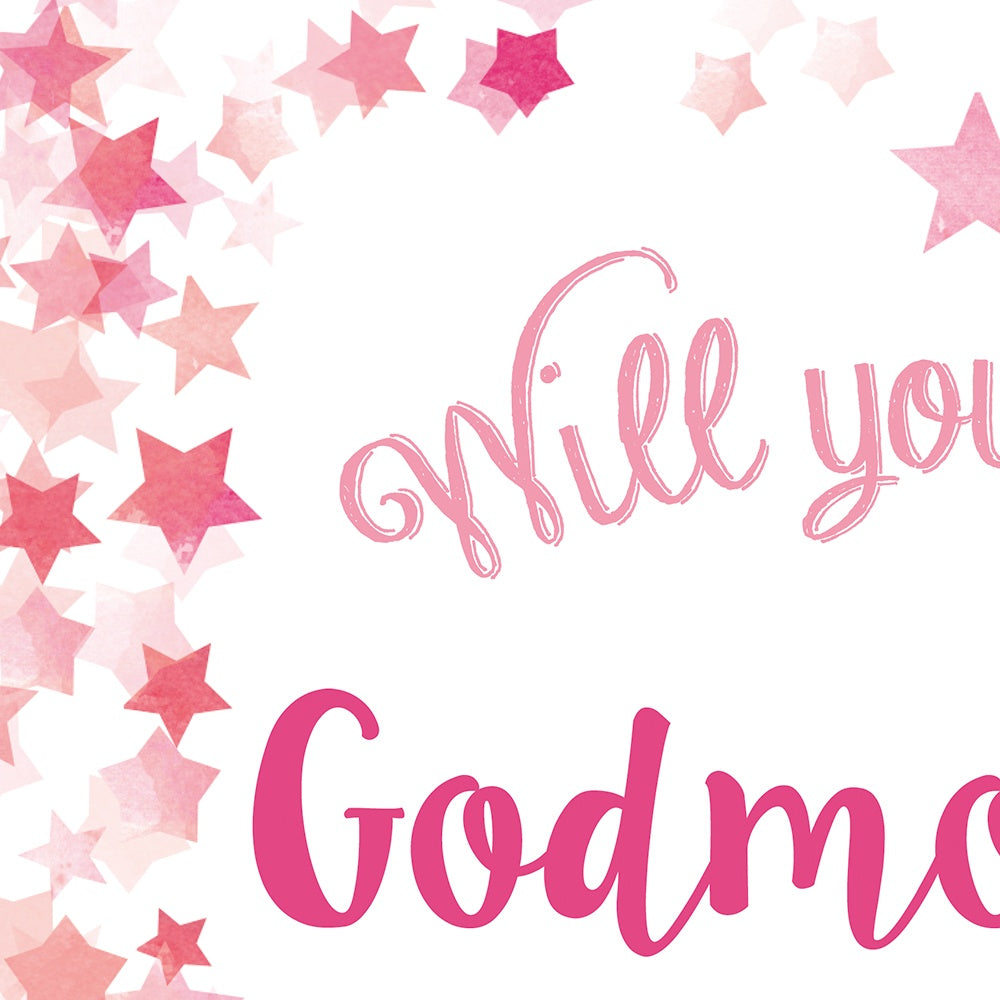 Will You Be My Godfather Or Godmother Card? Pink Stars Christening Cards– Eivissa Kind Designs