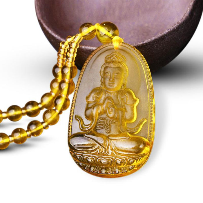 24K Gold Guanyin Buddha Pendant Double Dragon Protection Necklace ...