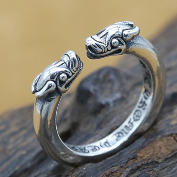 feng shui pixiu mantra ring sterling silver