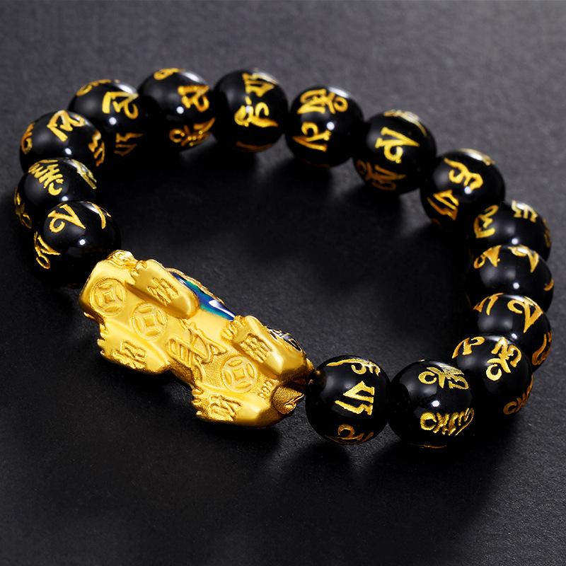 feng shui pixiu black obsidian bracelet