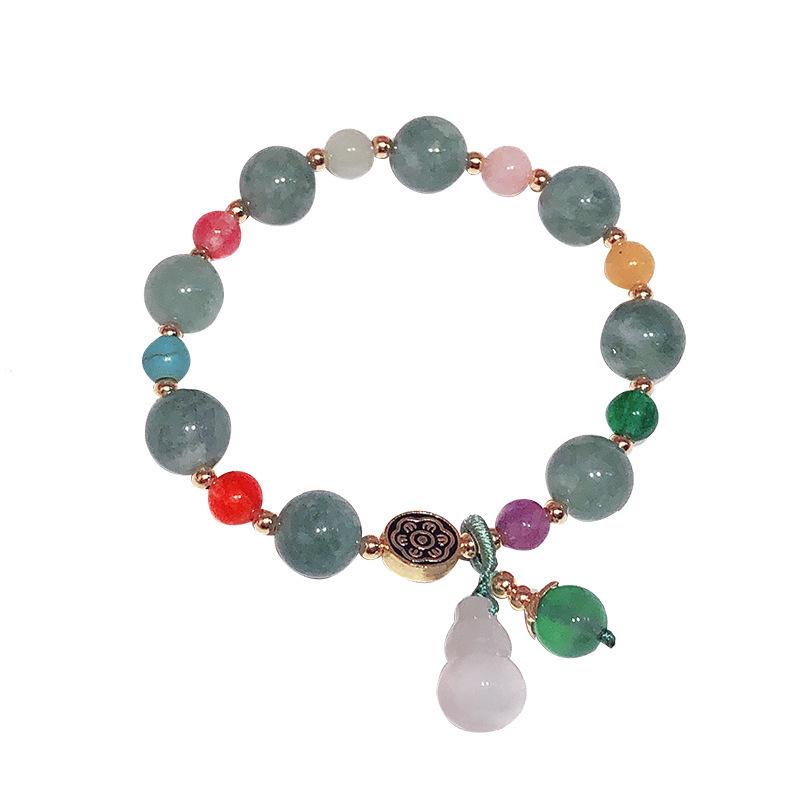 Feng Shui Calabash Green Jade Lotus Beads Wealth Bracelet | FengshuiGallary