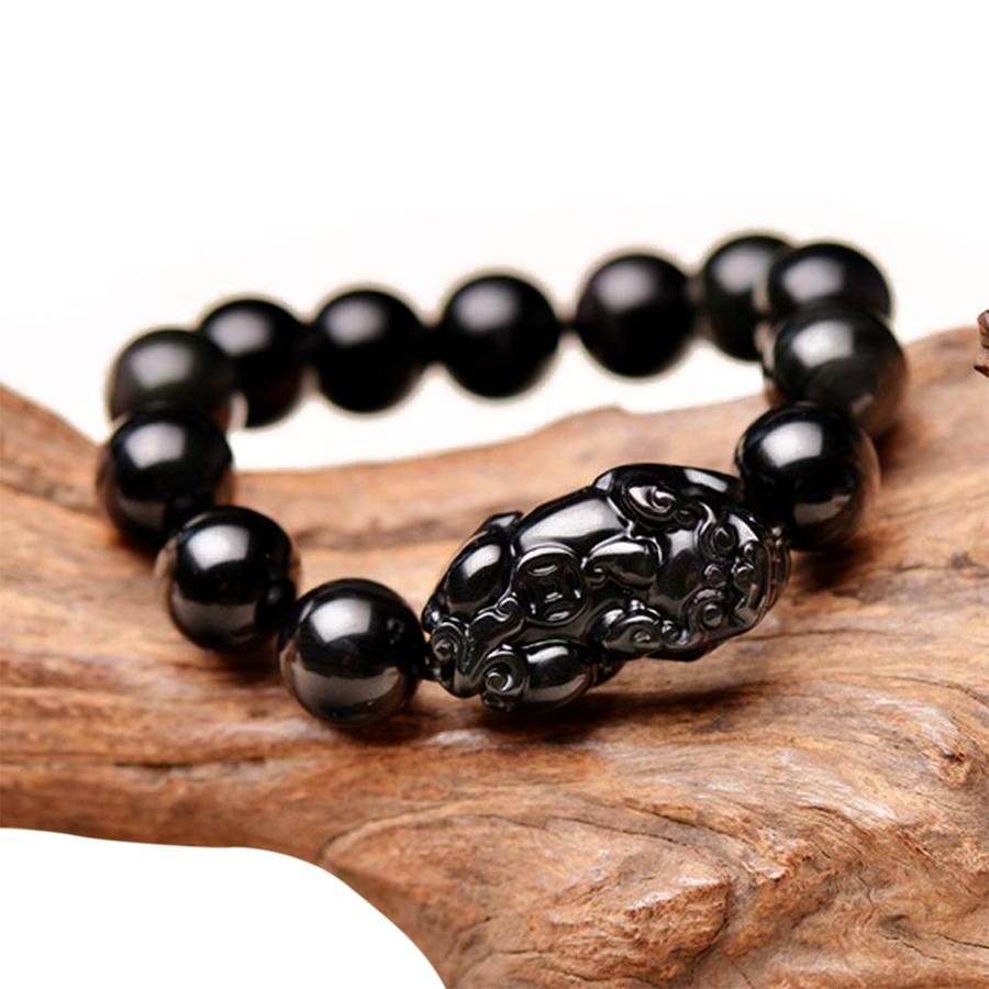 feng shui pixiu black obsidian bracelet