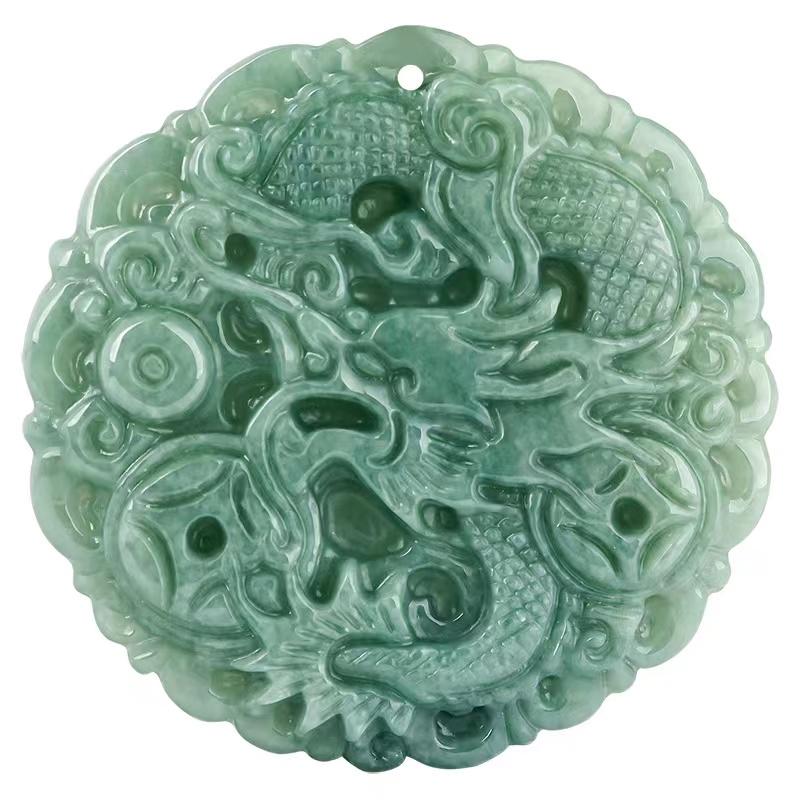 Natural Jade Dragon Wealth Pendant-Grade A Jade - FengshuiGallary