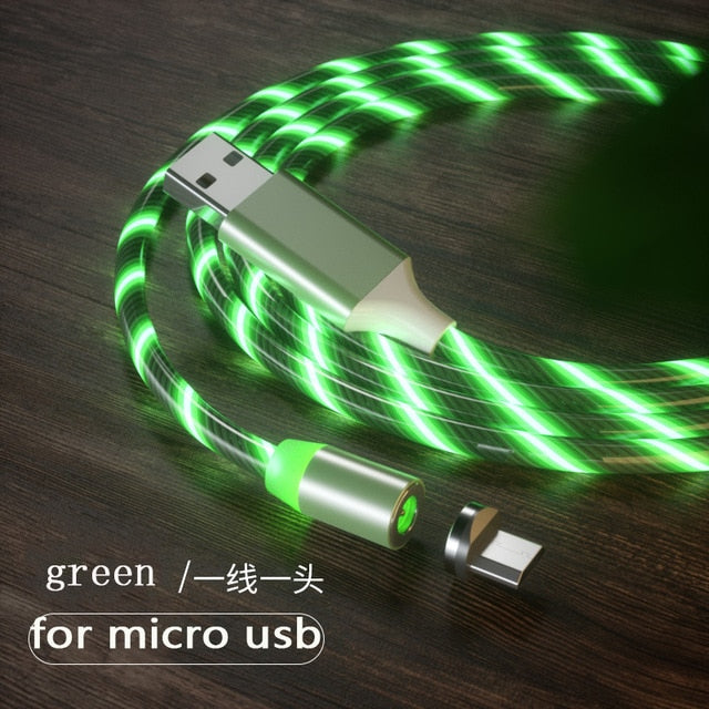 1m Magnetic Charging Mobile Phone Cable Usb Type C Led Lighting Data W Zonecellular