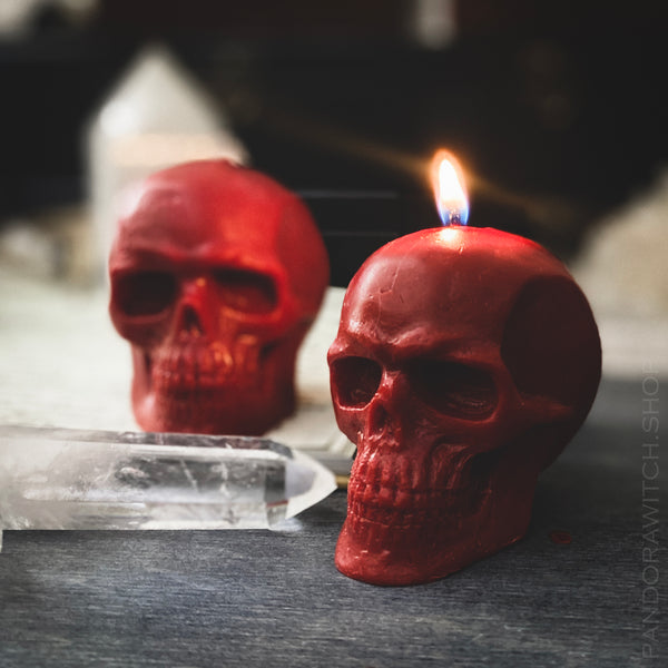 Green skull - Beeswax candle – Pandora Witch Shop