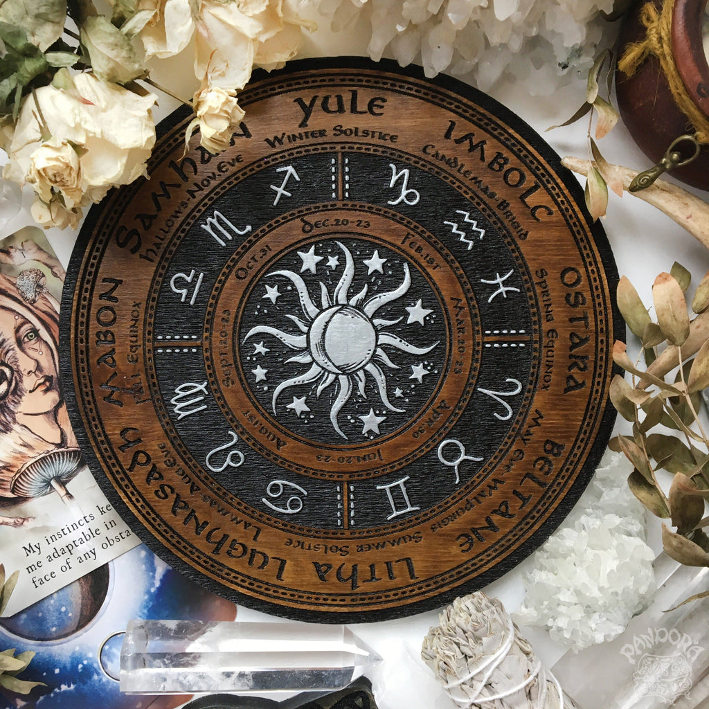 Wheel of the Year - Sun - Wood\Silver – Pandora Witch Shop