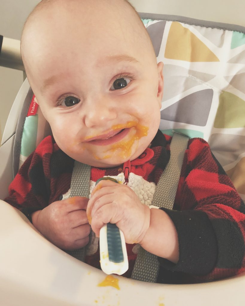 Axel eating with a GOOtensils spoon!