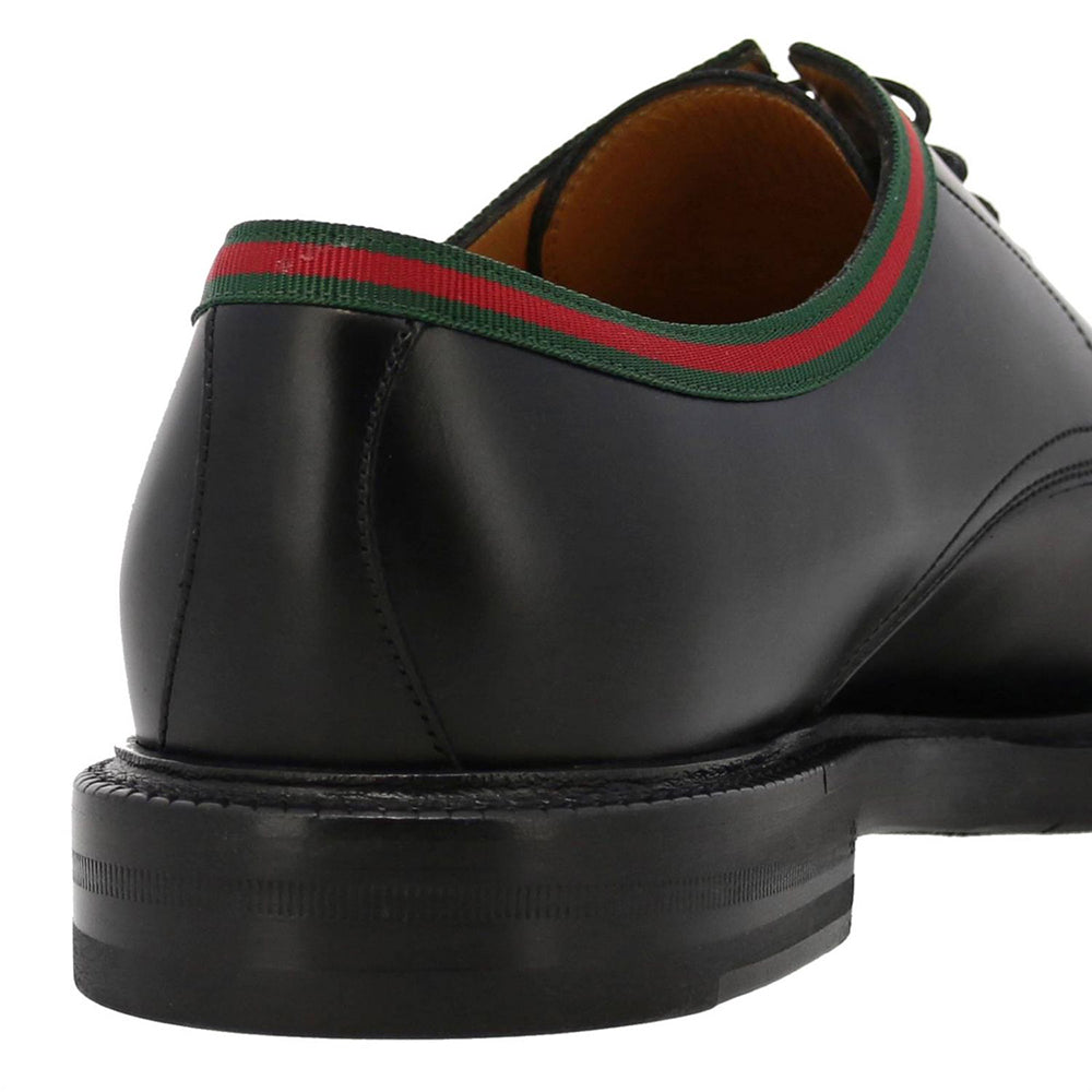 Gucci Men's Web Leather Derby Dress Shoes Black – Year Zero LA