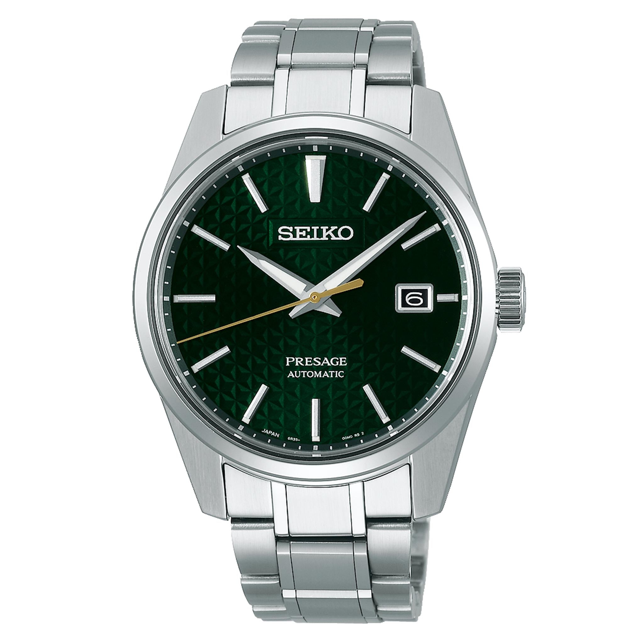 Seiko Presage Sharp Edge Series Green Dial Silver Stainless Steel Brac –  Gems Jewellers