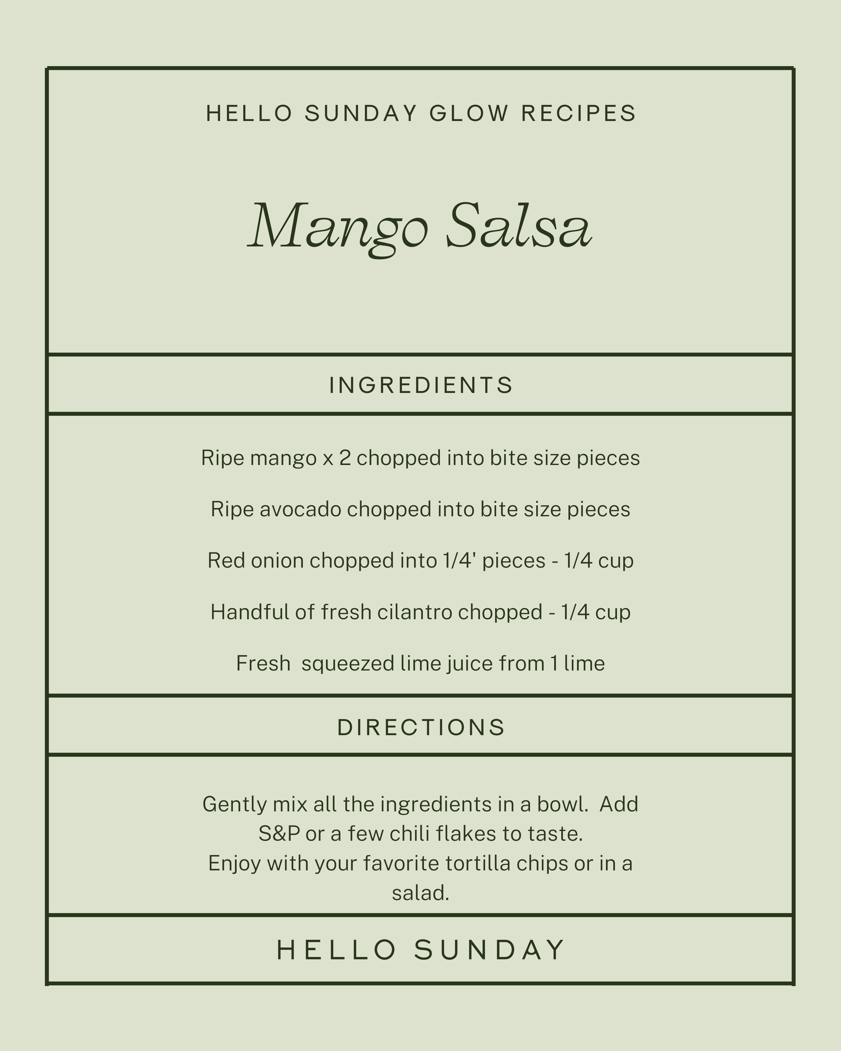 Mango Salsa recipe card