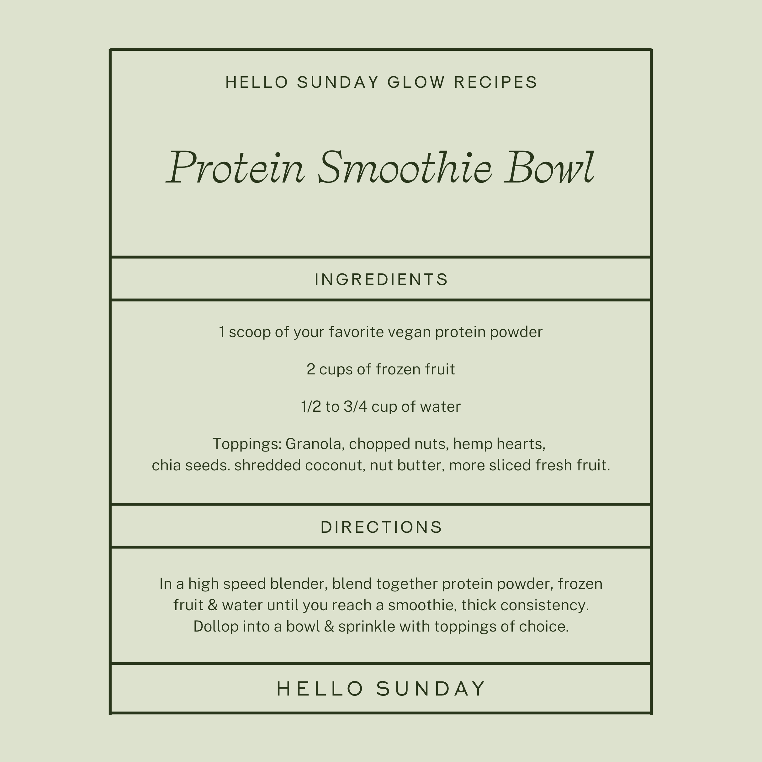protein smoothie bowl recipe card