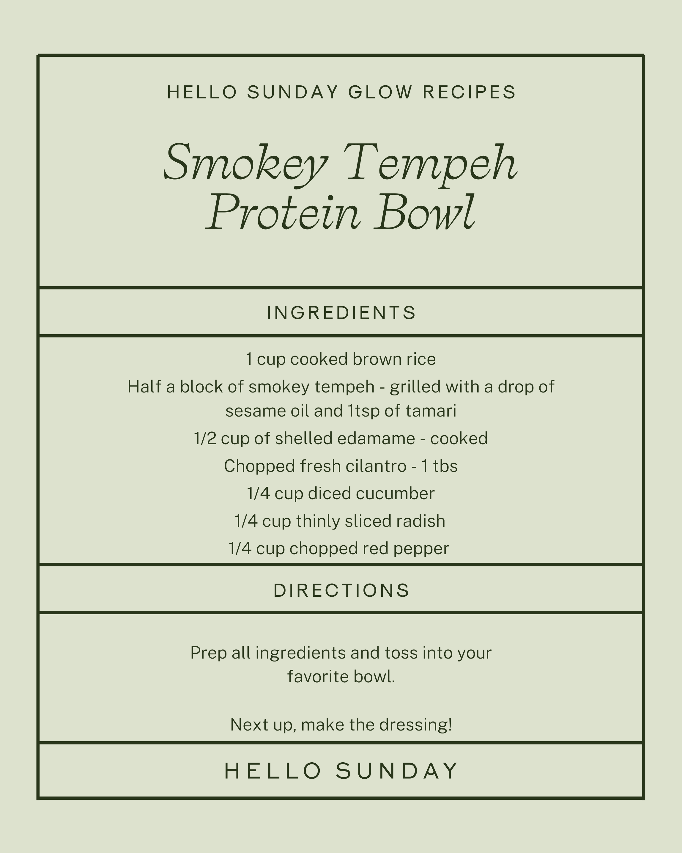 Smokey Tempeh Protein Bowl recipe card