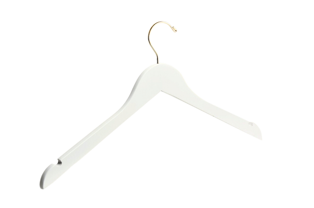 Slimline 17 Jacket Hanger - High Gloss White with Gold Hook