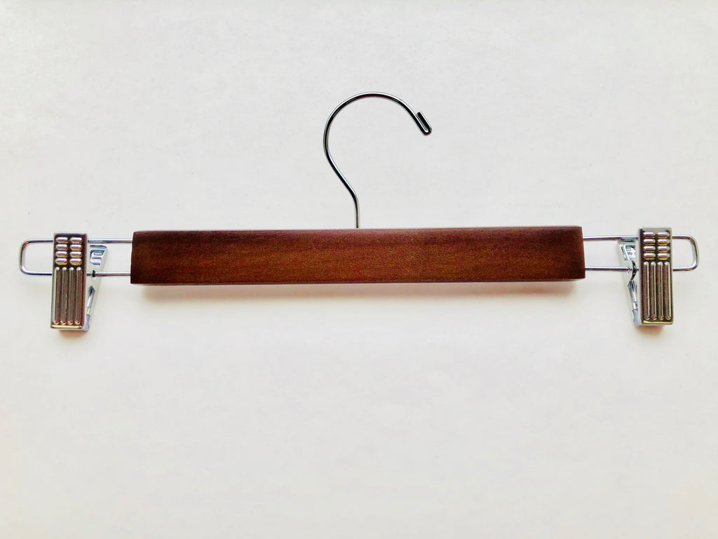 Classical Solid Wooden Top/Bottom Clothes Hangers in Walunt Finish