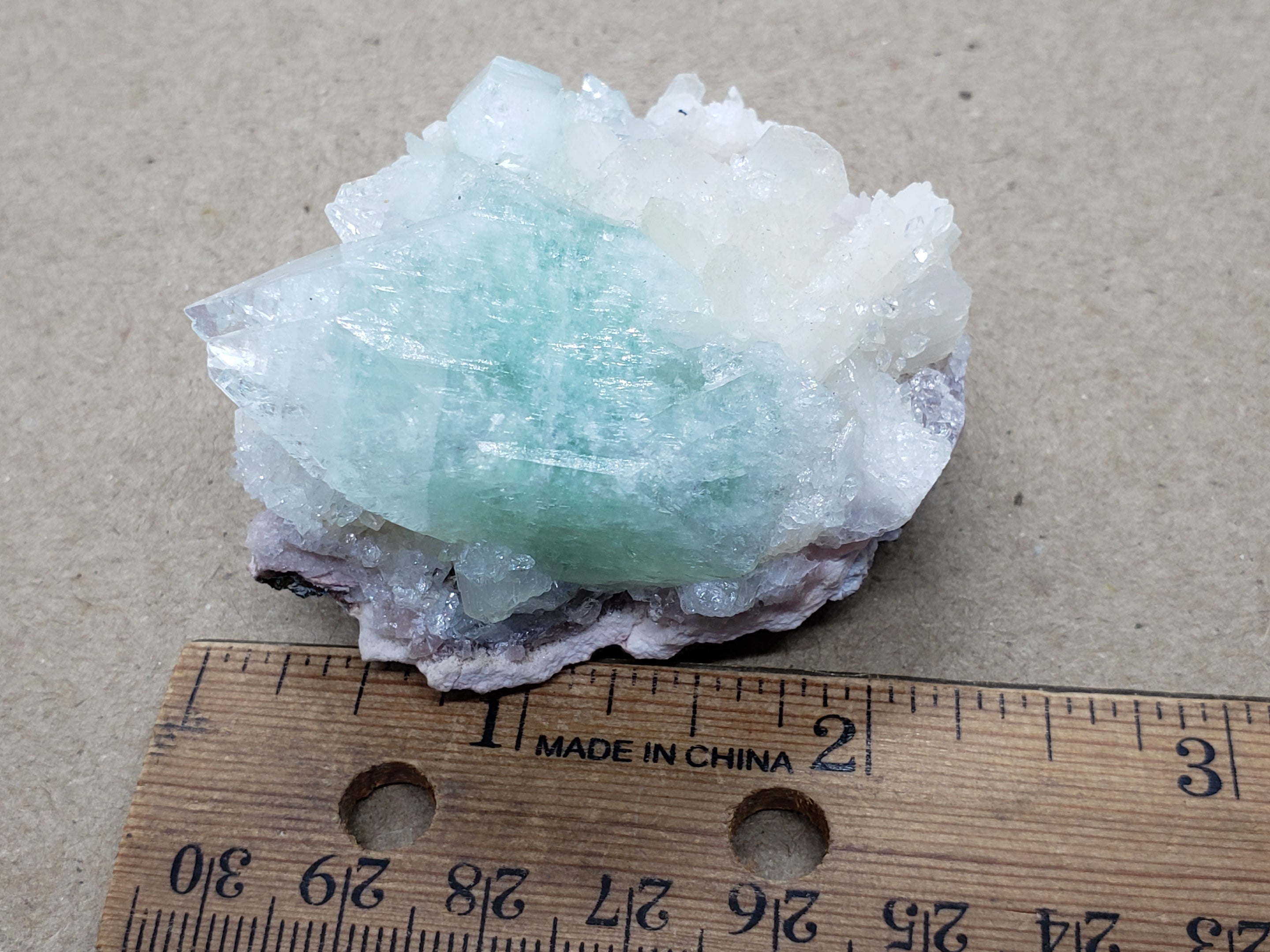 Green Apophyllite (Fluorapophyllite) Stilbite specimen