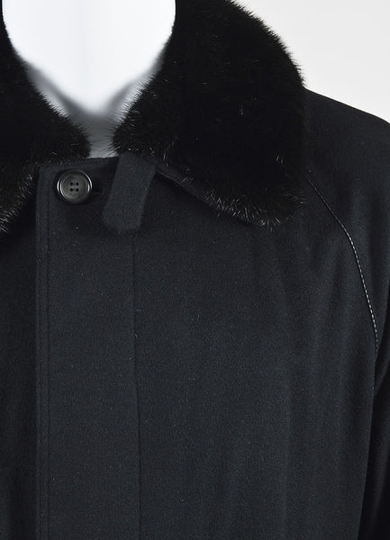 Men's Brioni Black Cashmere Removable Fur Collar Coat – Luxury Garage Sale