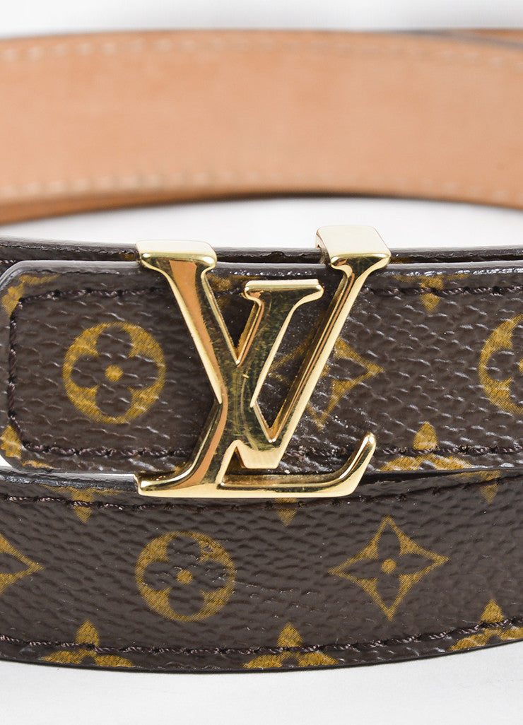 Louis Vuitton Brown Gold Monogram LV Buckle Thin Belt – Luxury Garage Sale