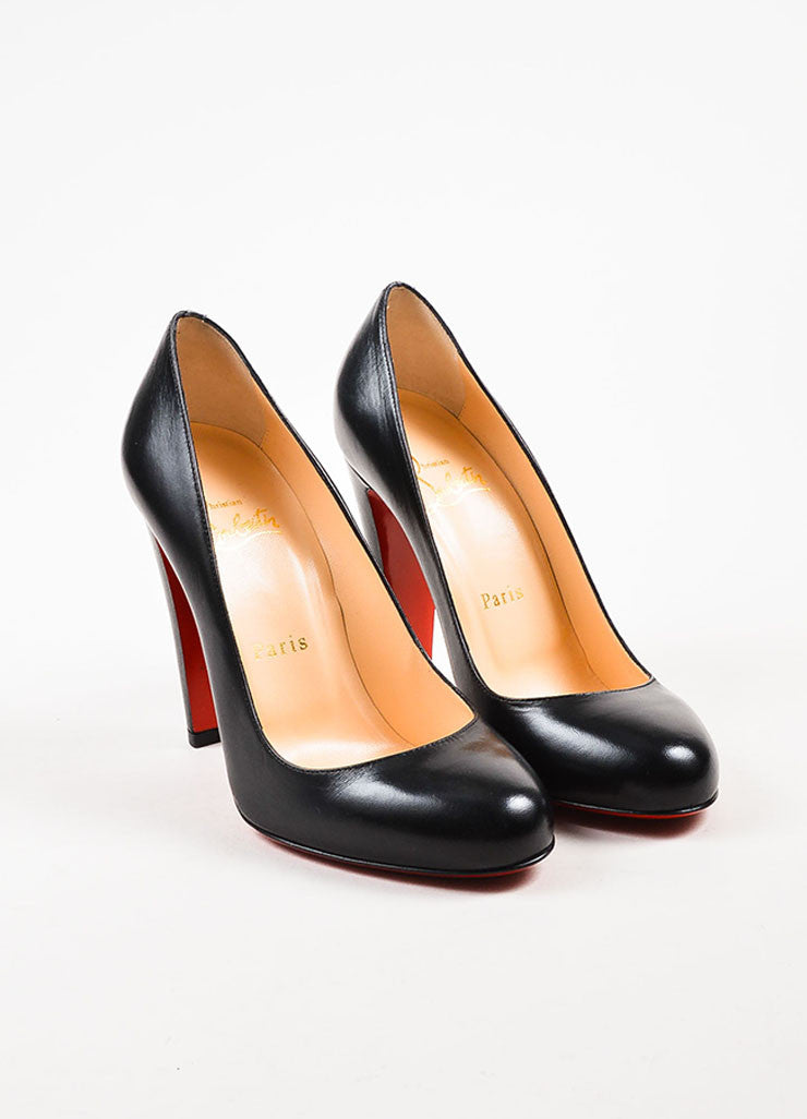 Christian Louboutin Black Leather High Tapered Heel &quot;Fififa&quot; Pumps – Luxury Garage Sale