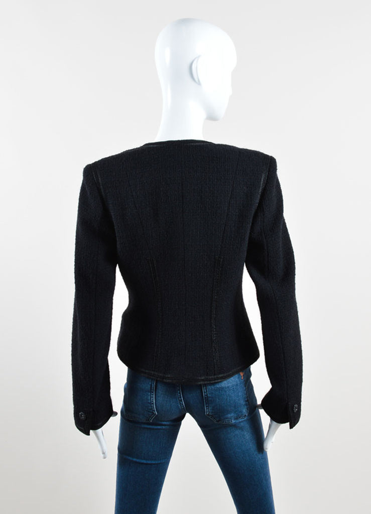 Chanel | Chanel Black Wool Tweed Asymmetric Collar Jacket – Luxury ...