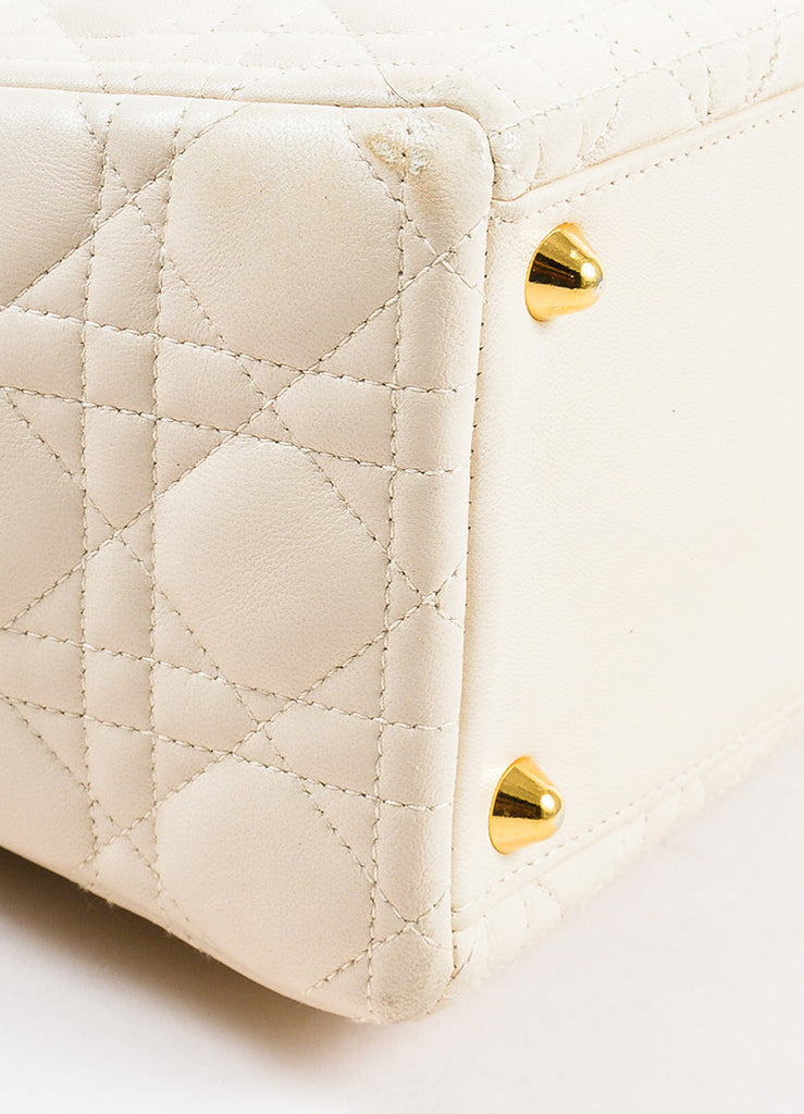 Christian Dior | Christian Dior Cream Cannage Quilted Leather Large ...