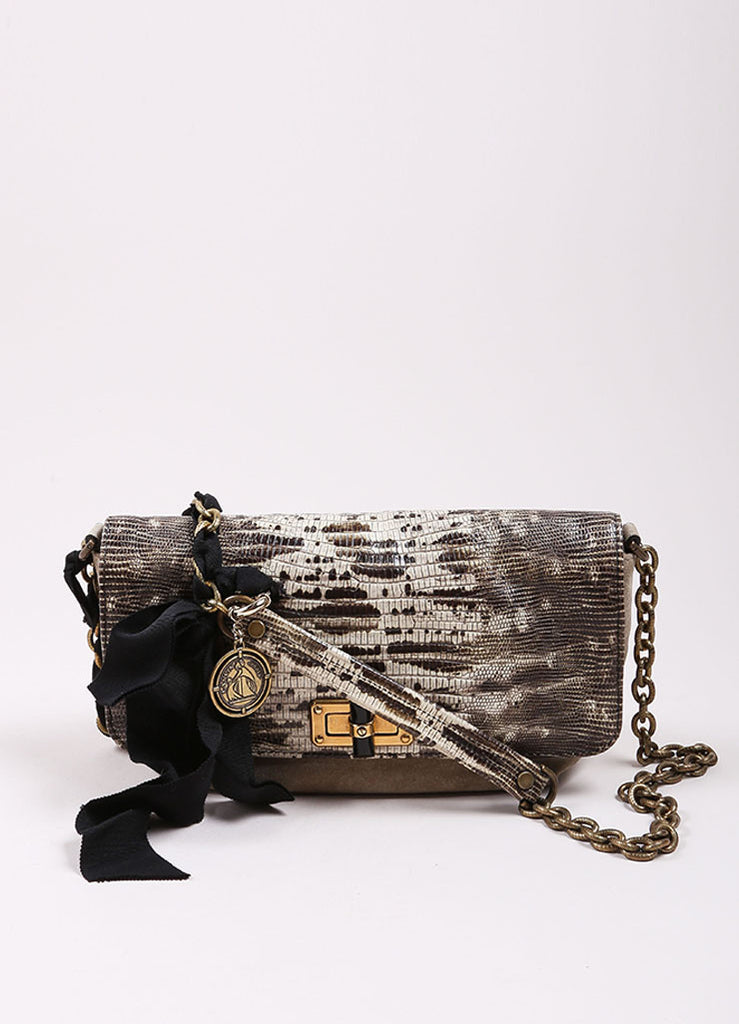 Lanvin | Lanvin Snakeskin Embossed Leather Suede Chain – Luxury Garage Sale