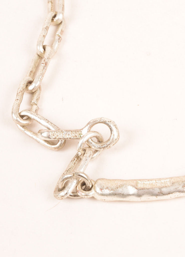 Biche de Bere | Silver Toned Hammered Metal and Chain Modernist Collar ...