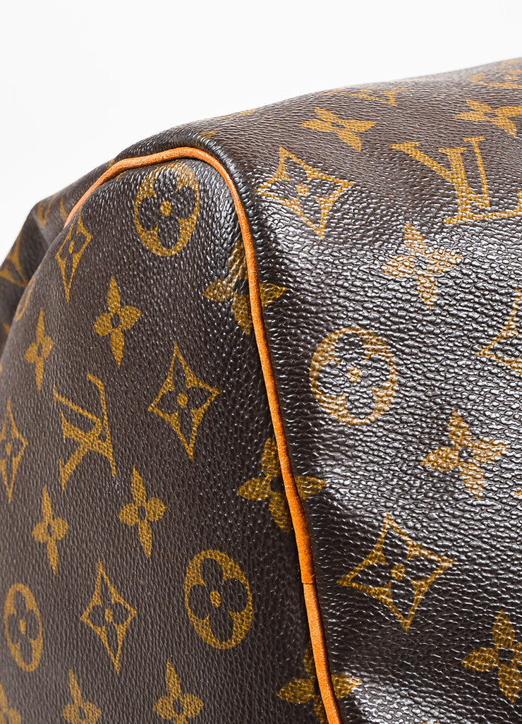 Louis Vuitton Brown Coated Canvas Leather Monogram &quot;Speedy 35&quot; Bag – Luxury Garage Sale