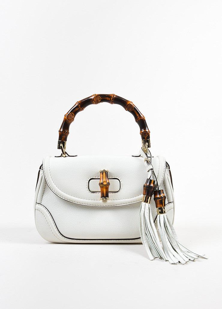 White Gucci Leather Bamboo Handle Tassel Bag – Luxury Garage Sale