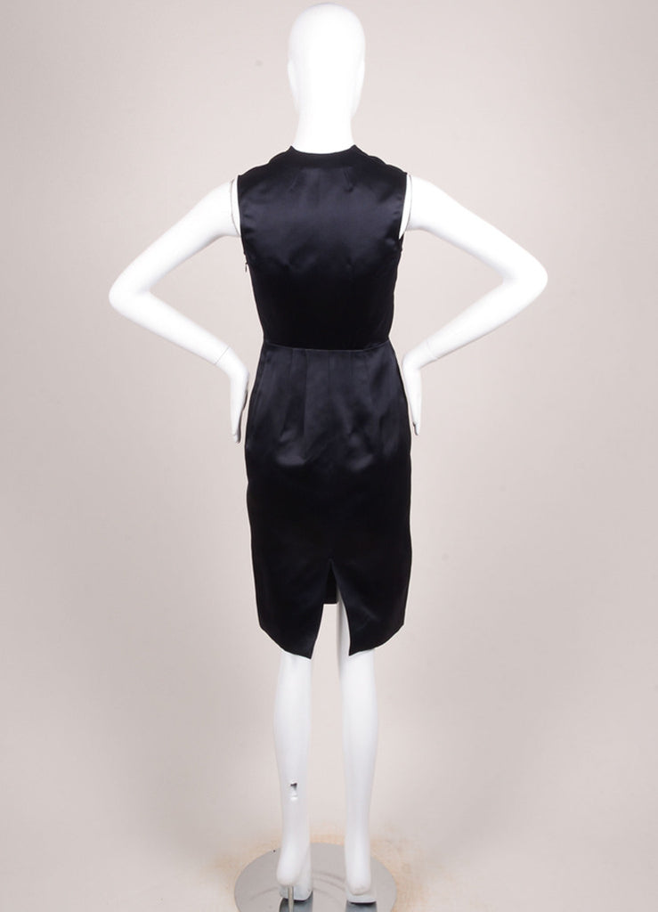 Jil Sander | Navy Jil Sander Silk Satin Sleeveless V-Neck Sheath Dress ...