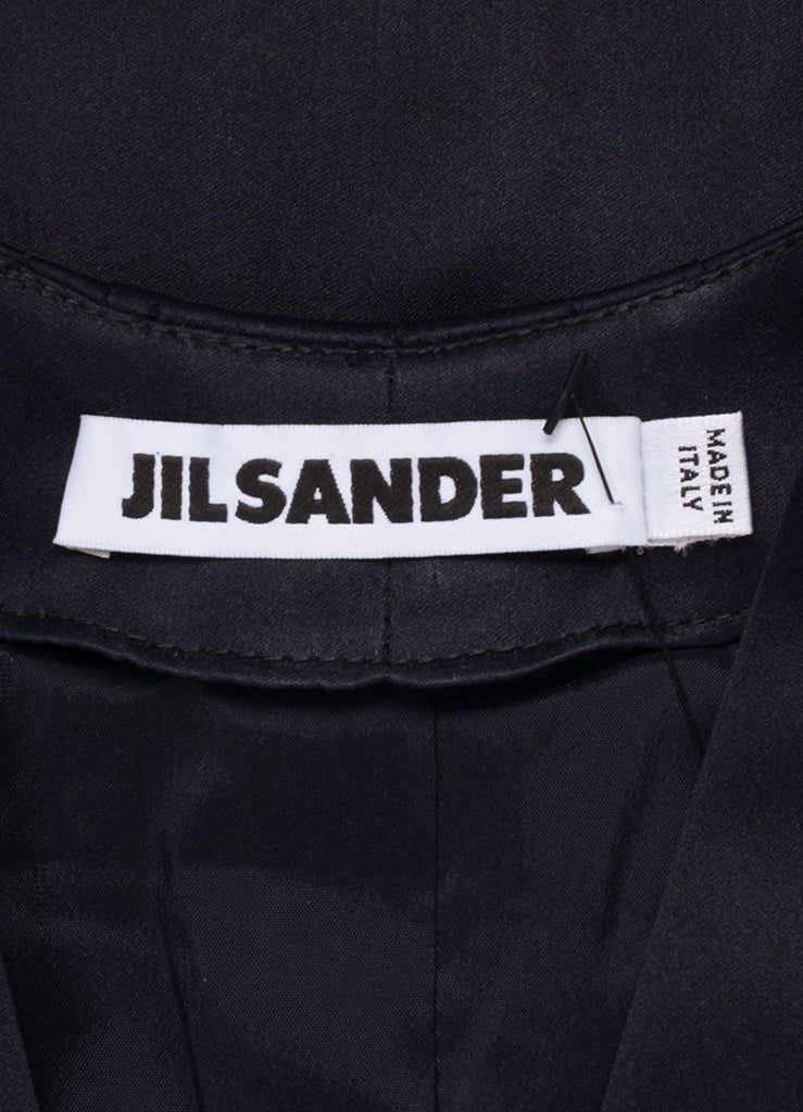 Jil Sander | Navy Jil Sander Silk Satin Sleeveless V-Neck Sheath Dress ...